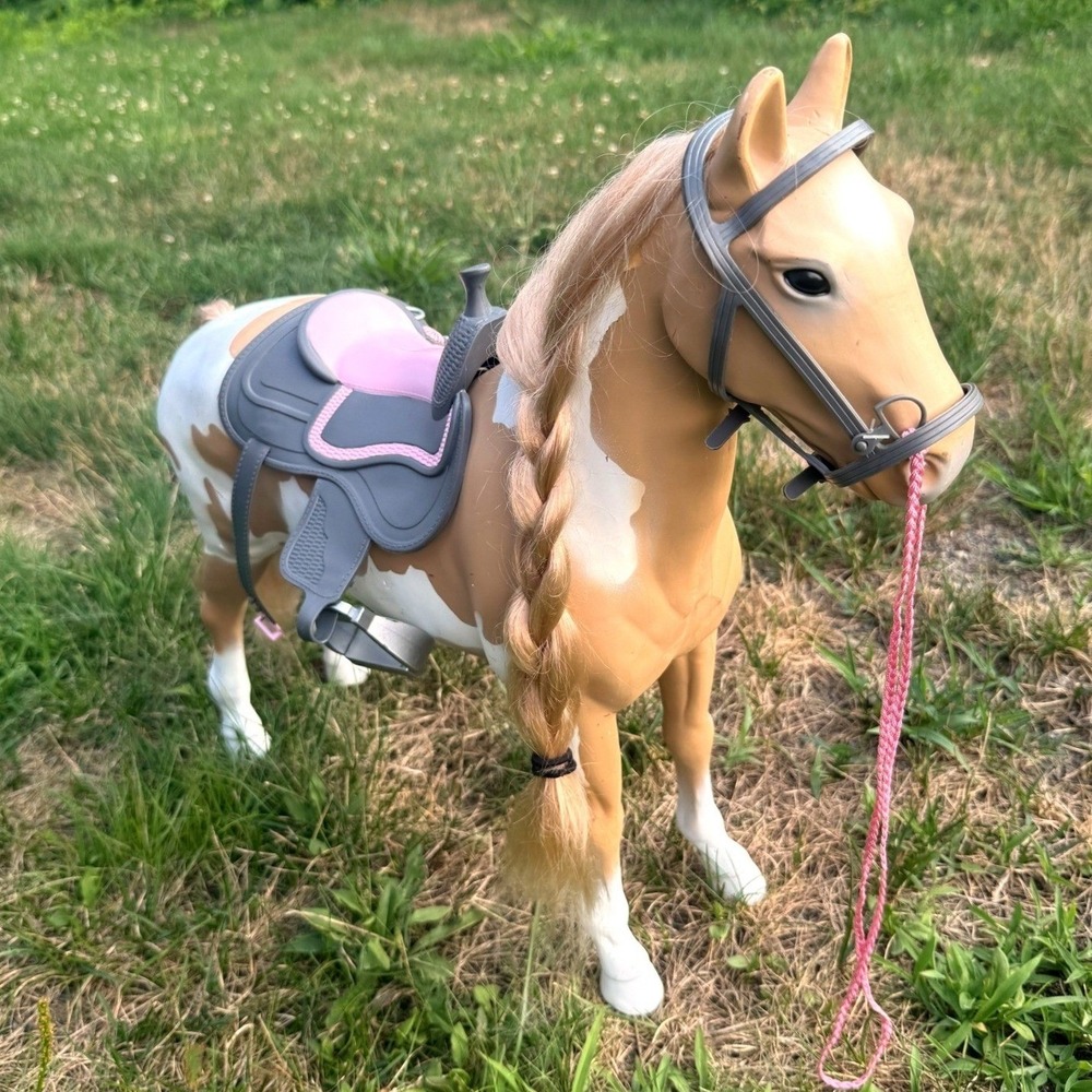 Our Generation Paint Horse Doll Accessory 20" Tan White Pink Western Saddle